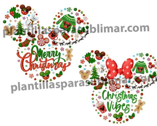 Cabeza Mickey Minnie Navidad Png Plantillas Para Sublimar