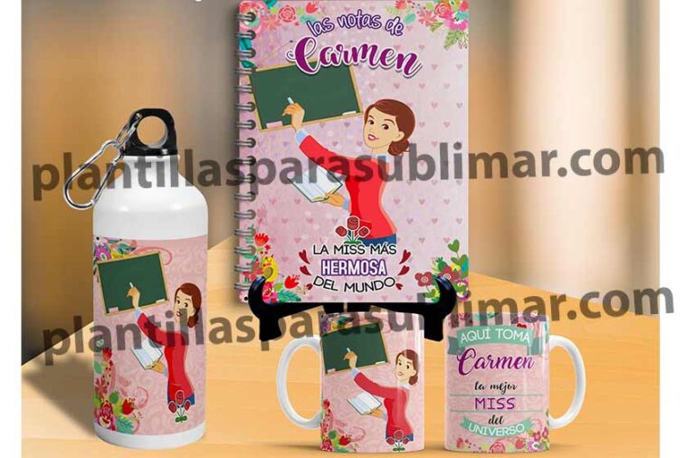 Plantiilas Dia De La Maestra Cuaderno Taza Plantillas Para Sublimar