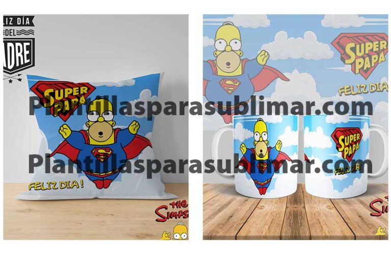 Plantilla Homero Super Papa Cojin Taza Plantillas Para Sublimar