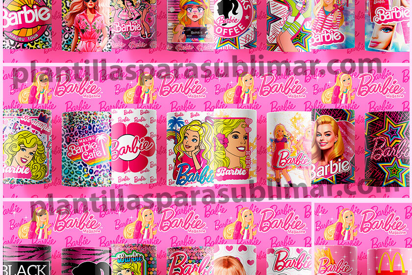 Pack Plantilltas Barbie Tazas Sublimacion Plantillas Para Sublimar