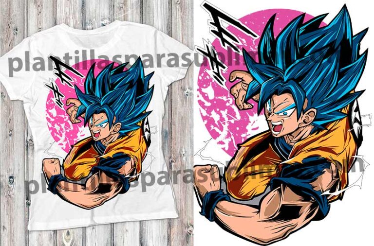 Goku AZUL Vector Super PNG Plantillas Para Sublimar