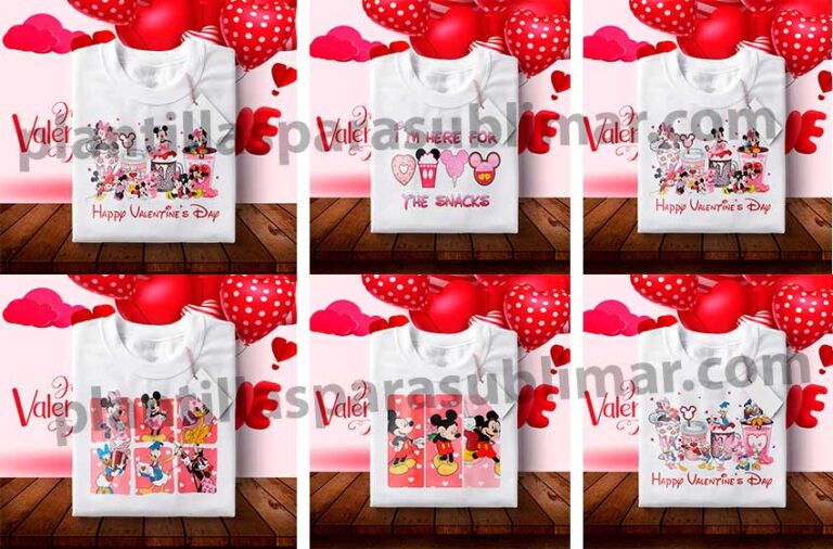 San Valentin Mickey Minnie Playera Plantillas Para Sublimar