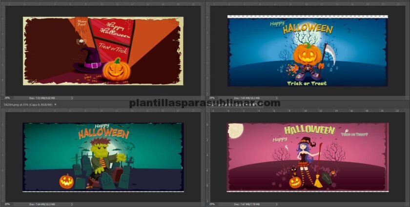 Sublimación de tazas Halloween 5 diseños