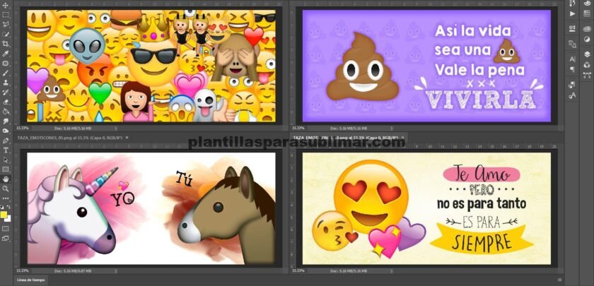 Emoticons- Pack para tazas Sublimación