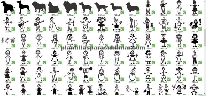 Familia palitos Vol2, Corte, Vinil, Sublimación