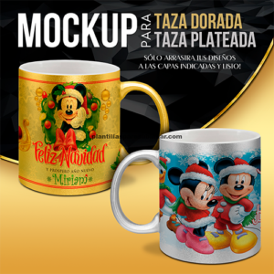 Mockup Taza Dorada, Plateada