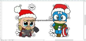 Vector Capitan america y Thor Navideño