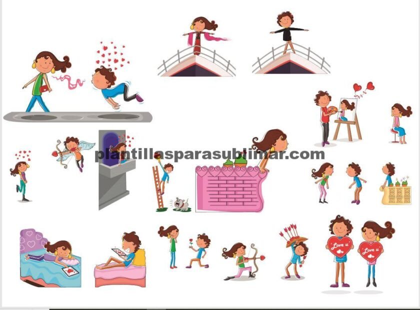 Pack san valentin para playeras o gorras, Sublimacion