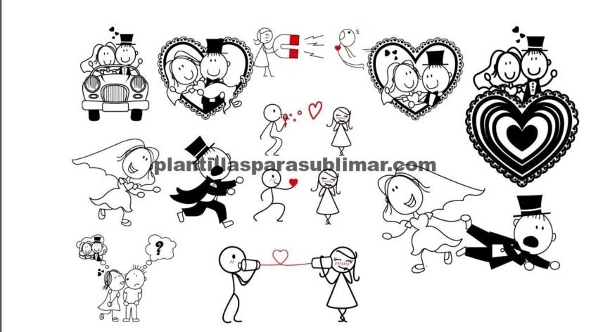 San Valentin Parejas de palitos, Serigrafía y sublimación.