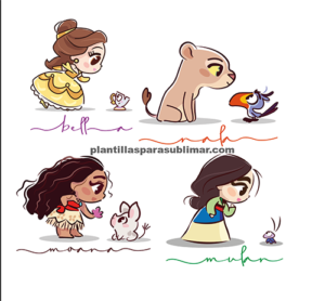 Princesas, Bella, Moana, Mulan