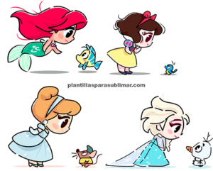 Princesas, Ariel, Elsa,Blanca Nieves, Cenicienta