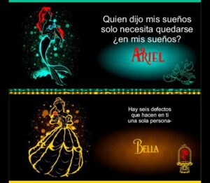 plantillas, Ariel, Bella, Disney, Neon
