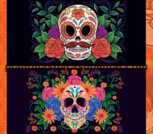 Dia de muertos, calaveras, tazas y camisetas