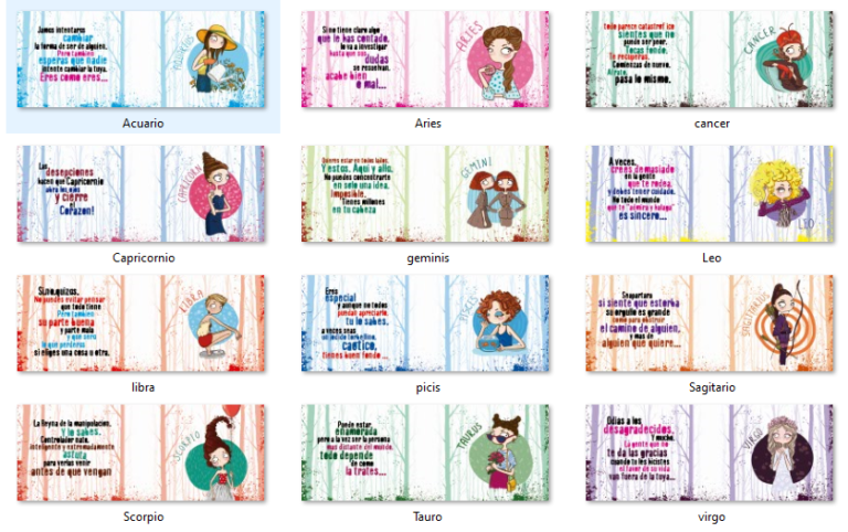 Horóscopos, 36 Plantillas para tazas y remeras – Plantillas para sublimar