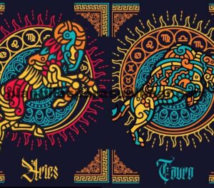 Signos Zodiaco Aries Tauro Vector