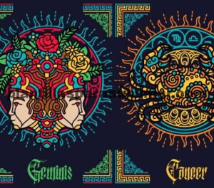 Signos Zodiaco Geminis Cancer Vector