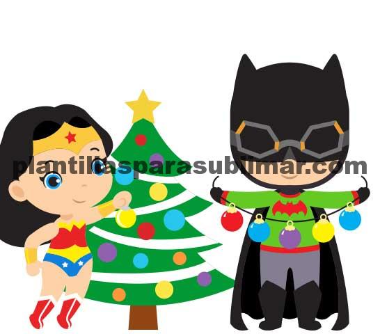  Batman Mujer Maravilla Navidad Vector