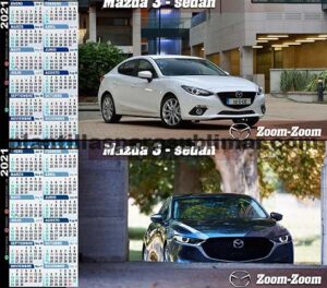 Mazda 3 sedan Calendario Plantilla