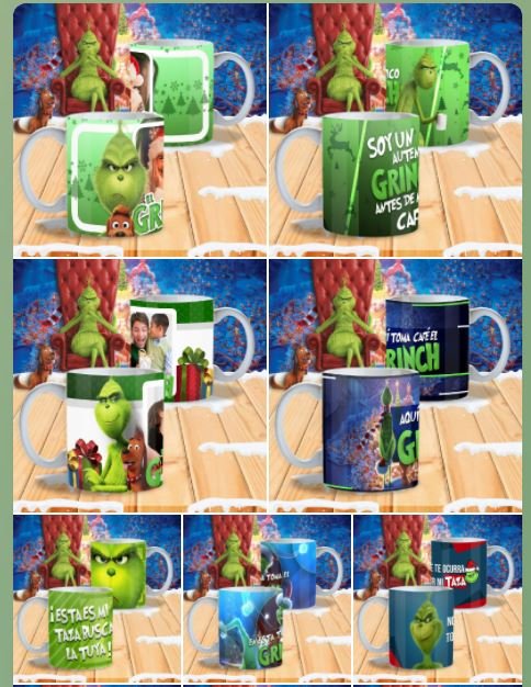 Pack plantillas El grinch sublimar tazas Membresia PLUS