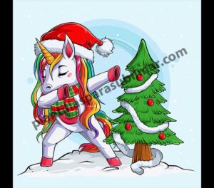 Unicornio-navideño-pose-navidad-vector