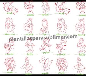 Princesas-Siluetas-Lineas-Vector