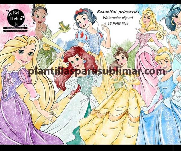 Princesas Disney acuarela