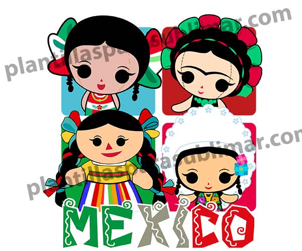 Muñecas-Mexicanas-PNG-Vector