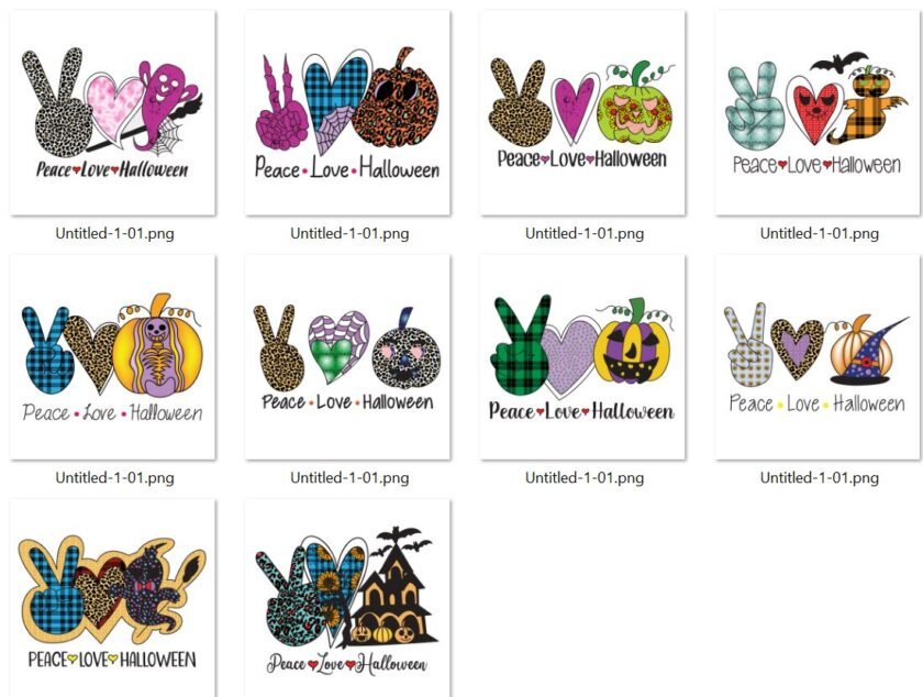 Peace Love Halloween Vector PNG