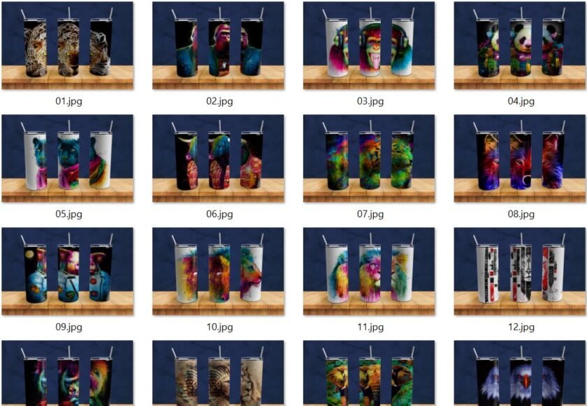 24 Plantillas Tumbler 20oz Animales