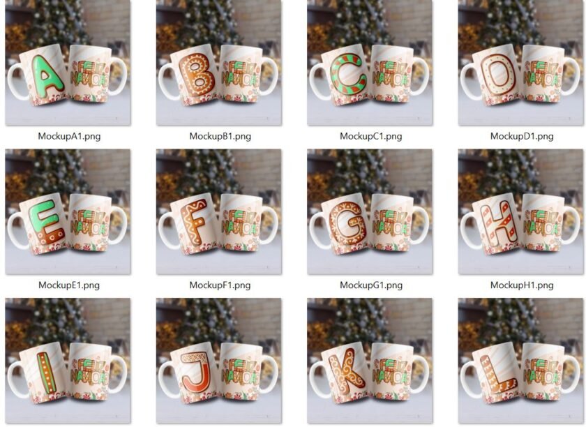 Feliz navidad Abecedario Plantillas Tazas