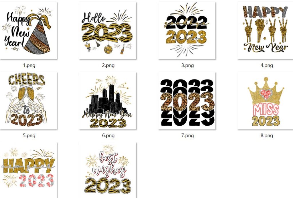 Diseños New year 2023 png Sublimacion