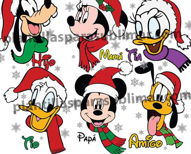 Familia-Mickey-y-sus-amigos-Navidad-Vector