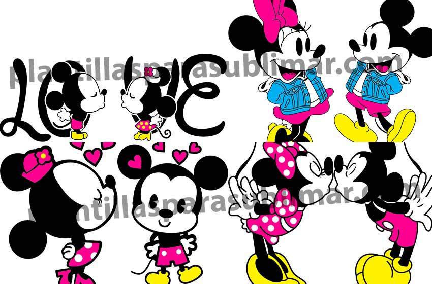 Duos-Mickey-Minnie-Polos-Enamorados-Vector