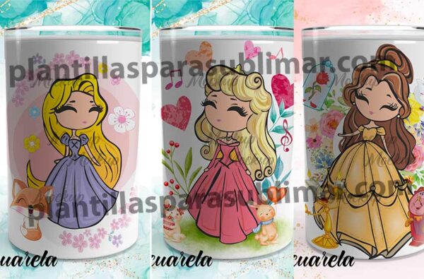 Princesas Disney Acuarela Png Plantillas Para Sublimar 