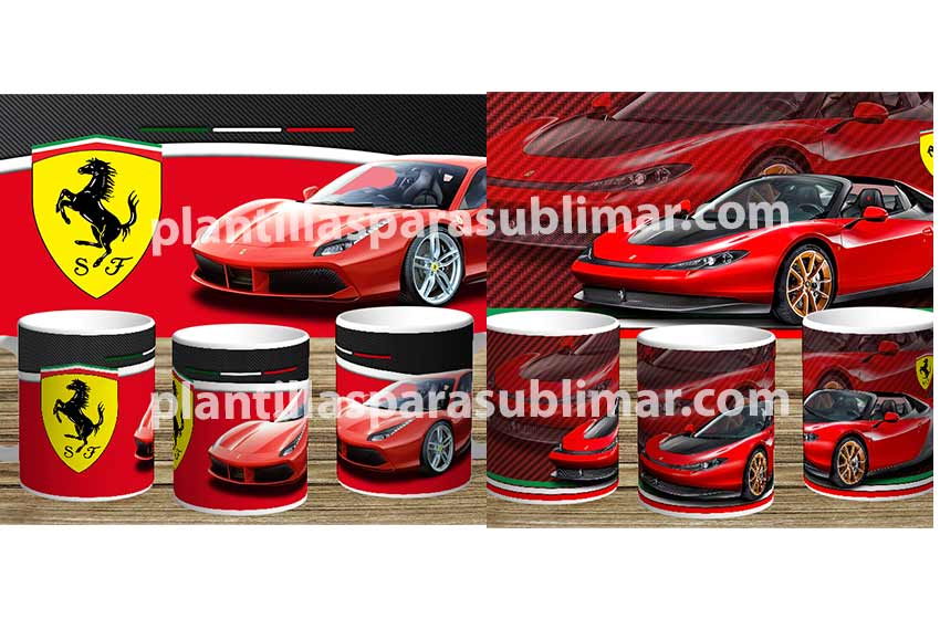 Ferrari-Plantillas-Sublimar-Tazas-Autos