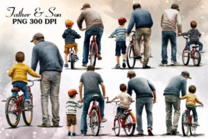 Padre e hijo Bicicleta PNG