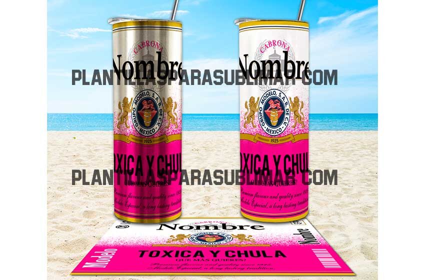Toxica-y-chula-Cerveza-Modelo-Plantilla-Tumbler – Plantillas para sublimar
