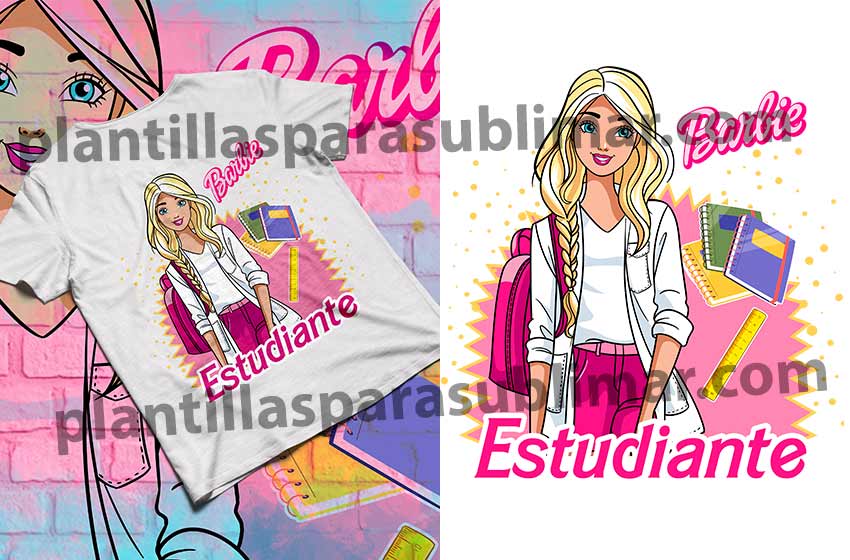 Barbie-estudiante-Editable-pLantilla