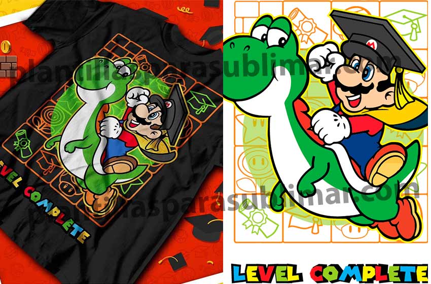 Mario-Yoshi-Graduacion-Vector-Corte-Plantilla