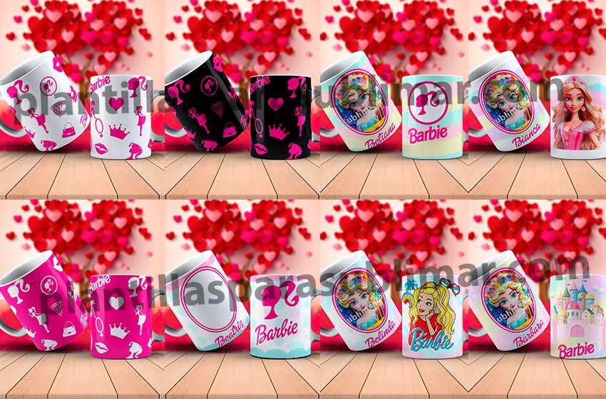 Plantillas-Barbie-Foto-Pack-Tazas