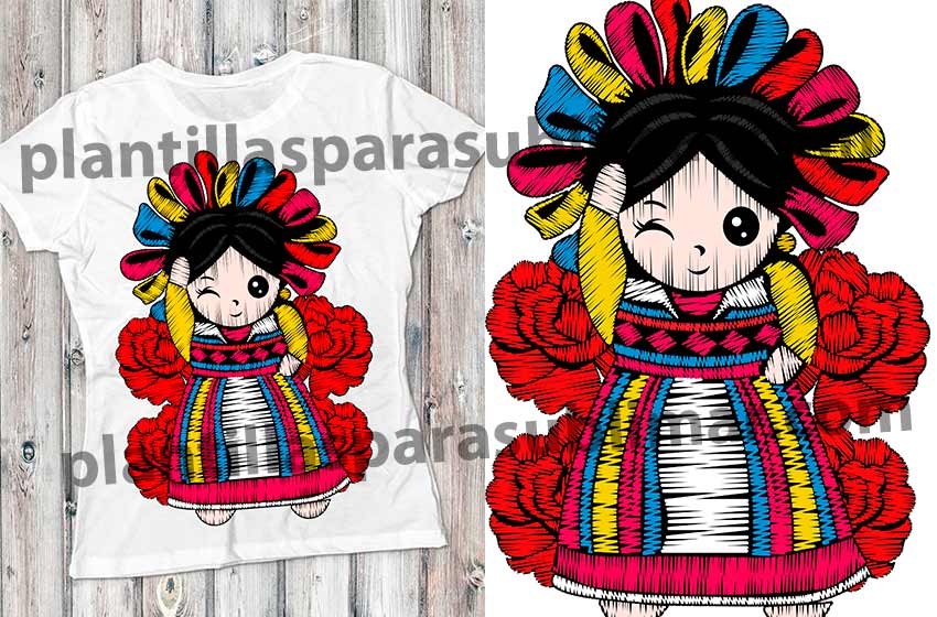 Muñeca-Mexicana-Trapo-Vector-PNG