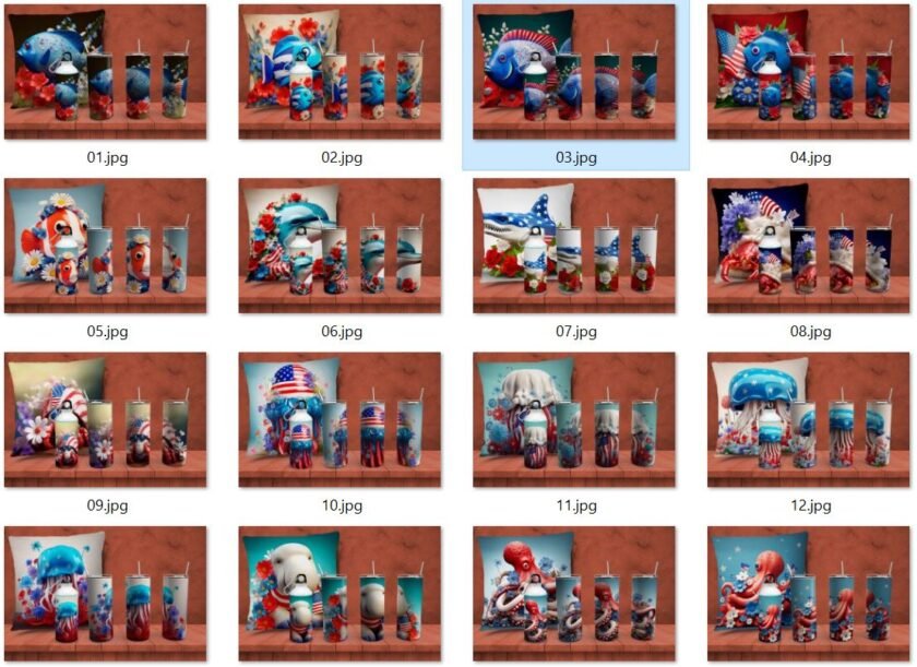 Plantillas Efecto 3d peces Tumbler