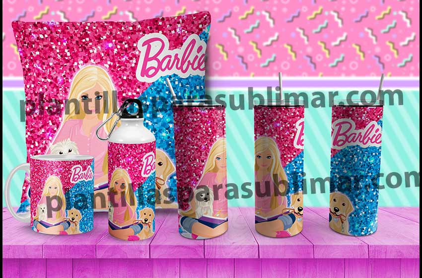 Plantillas-Tumbler-Cojines-Tazas-Barbie