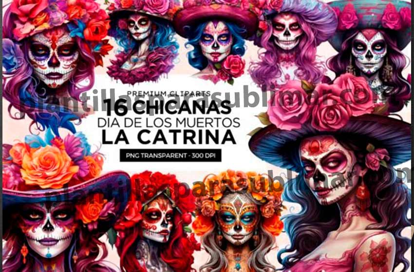 16-Catrinas-PNG-Dia-de-muertos