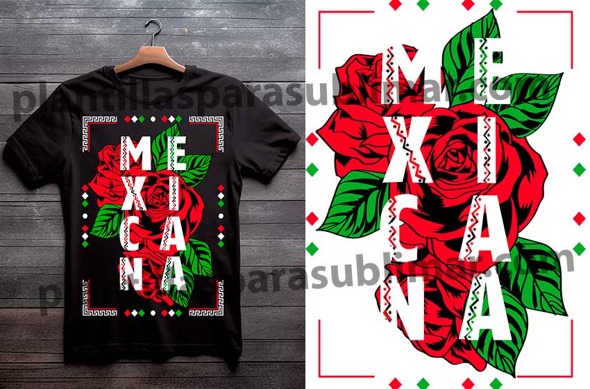 Mexicana-Rosas-Vector-PNG-Plantilla