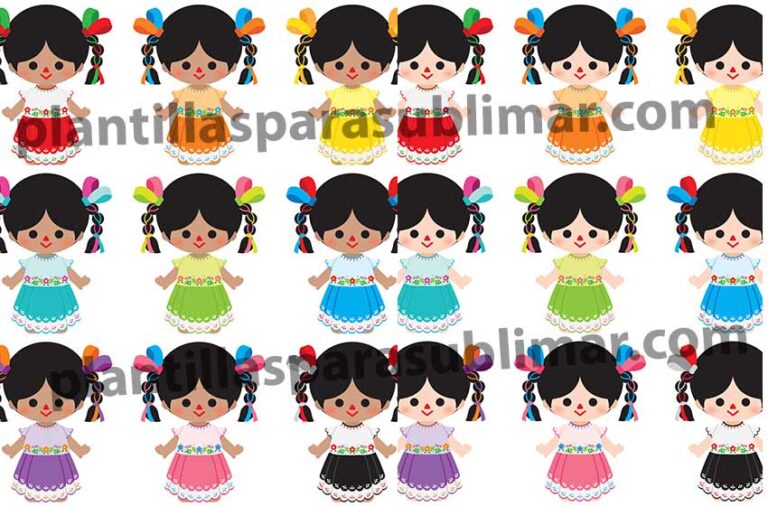 Muñecas Mexicanas Vector Png Svg Plantillas Para Sublimar 6063