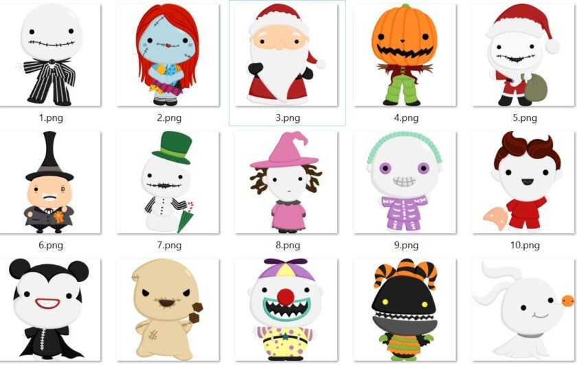 Personajes Halloween estilo Chibi PNG