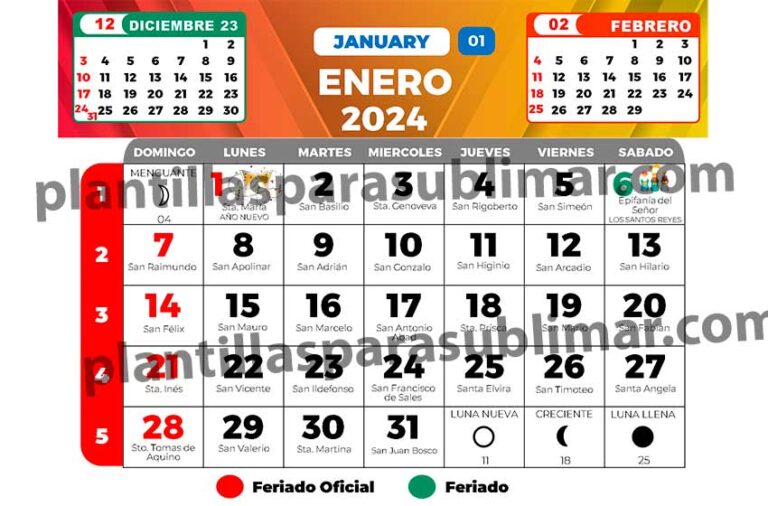 Calendario 2024 Mensual Santoral Editable Plantillas Para Sublimar 4802