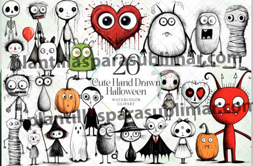 Lindo-Dibujos-a-mano-Haloween-PNG-Clipart