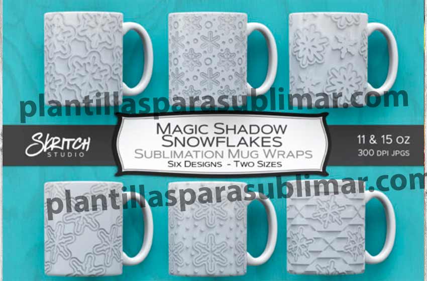 Copos-de-nieve-Relieve-Plantilla-Taza